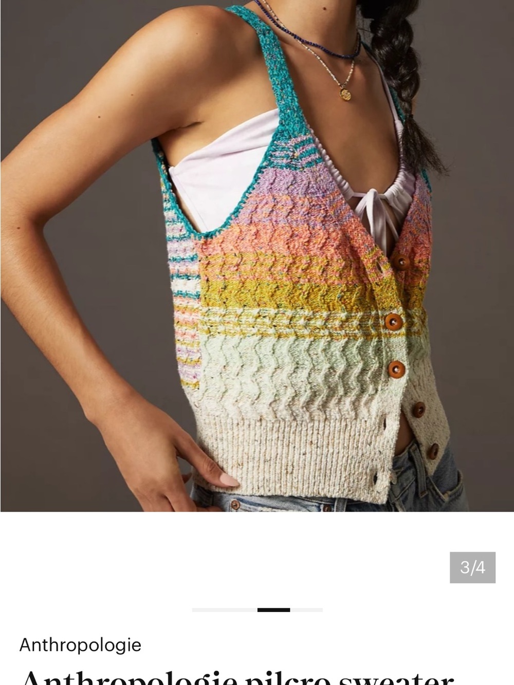 Pilcro Multicolor Gradient Knit Crop Tank - Picture 3 of 10